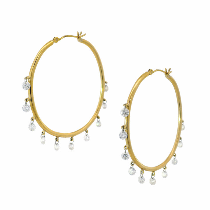 Diamond, Gold & Platinum Earrings - "Jazz Hoops"
