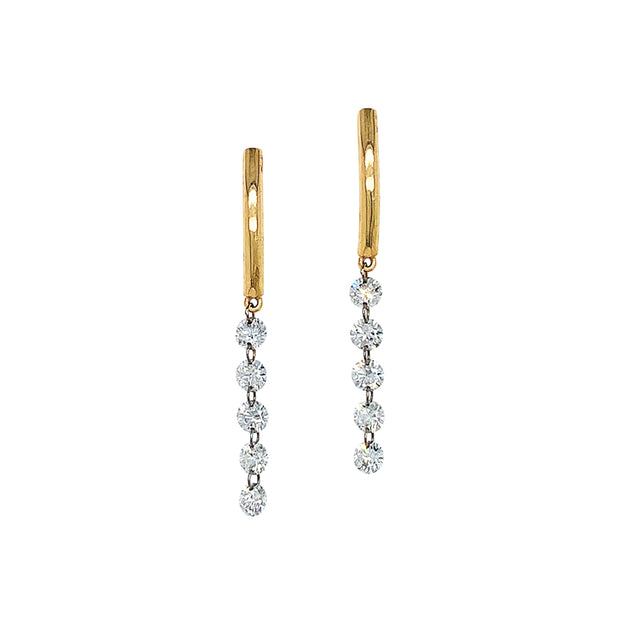 Gold and Diamond Stud Earrings - "Streamer 5"