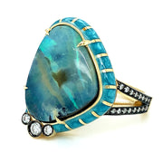 Australian Opal, Diamond & Enamel Fashion Ring - "Rock Candy Aruba"