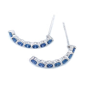 Yogo Sapphire & White Gold Half Hoop Earrings - "Yogo Delight"