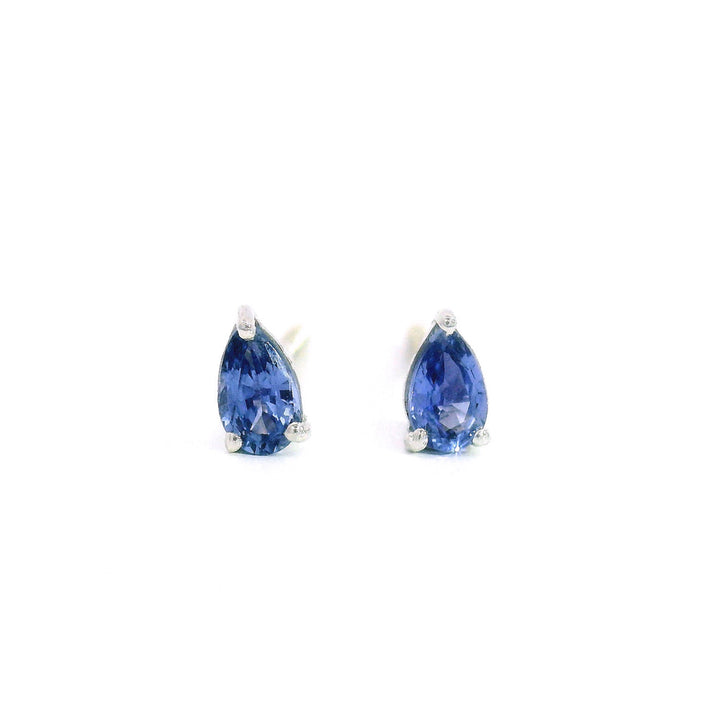 Petite Pear-Shaped Yogo Sapphire Threaded Stud Earrings