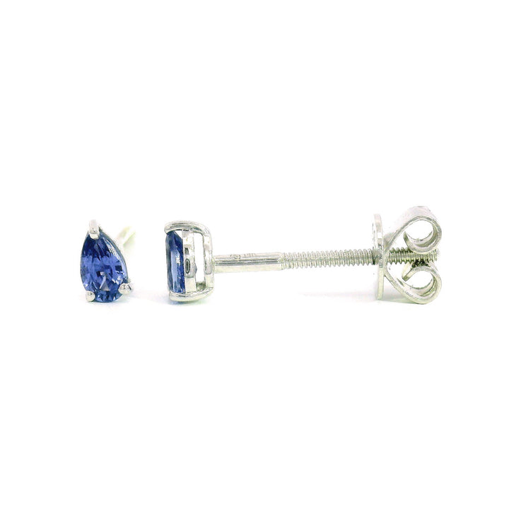 Petite Pear-Shaped Yogo Sapphire Threaded Stud Earrings