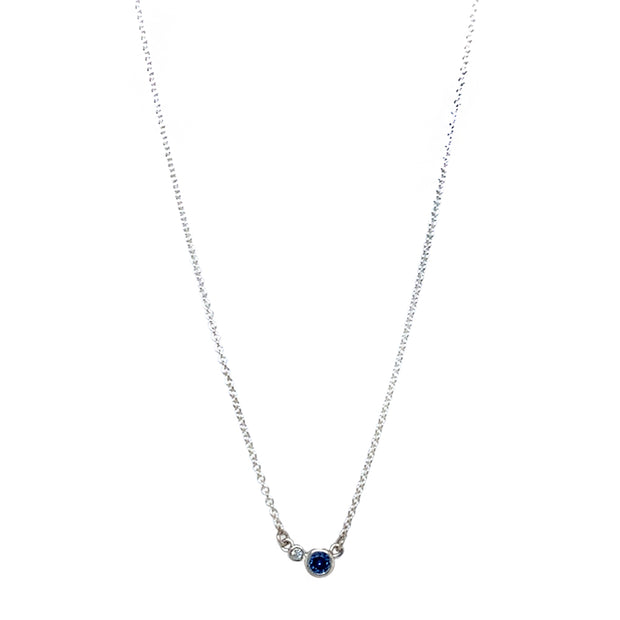 Yogo Sapphire & Diamond Sterling Silver Necklace - "Winter Peace"