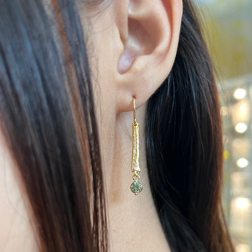 Green Montana Sapphire Drop Earrings - "Olive Branch"