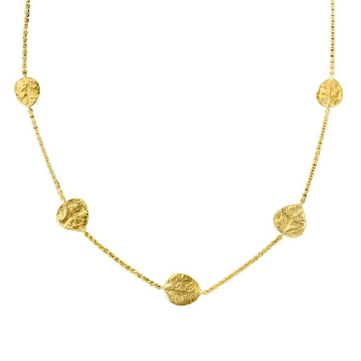 Yellow Gold Aspen Leaves Station Necklace - "Forest of Gold"