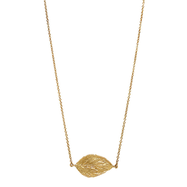 Yellow Gold Leaf Necklace - "Hint of Fall"