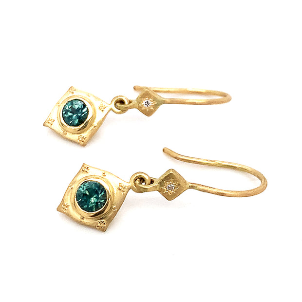 One-of-a-Kind Montana Sapphire & Yellow Gold Drop Earrings - "Delia"