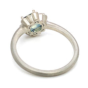 White Gold and Hexagonal Montana Sapphire Ring - "Celeste"