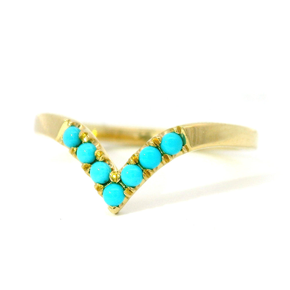 Turquoise & Yellow Gold Contour Band - "Sante Fe Nights"