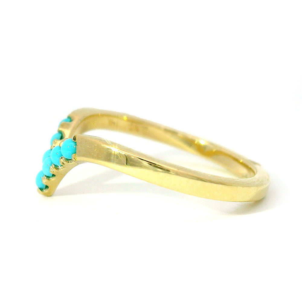 Turquoise & Yellow Gold Contour Band - "Sante Fe Nights"