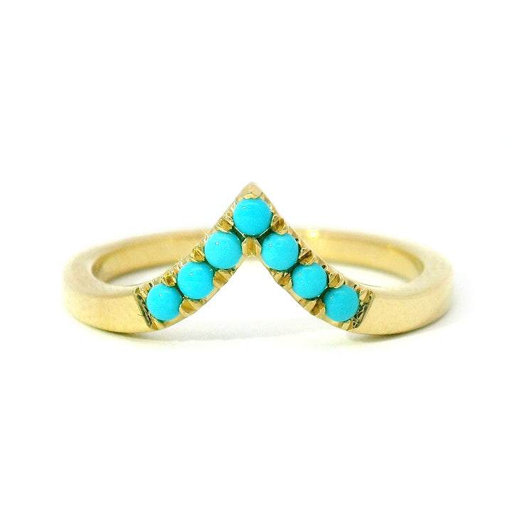 Turquoise & Yellow Gold Contour Band - "Sante Fe Nights"