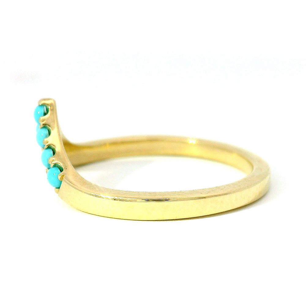 Turquoise & Yellow Gold Contour Band - "Sante Fe Nights"