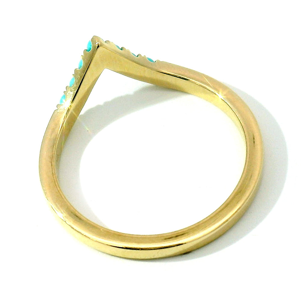 Turquoise & Yellow Gold Contour Band - "Sante Fe Nights"