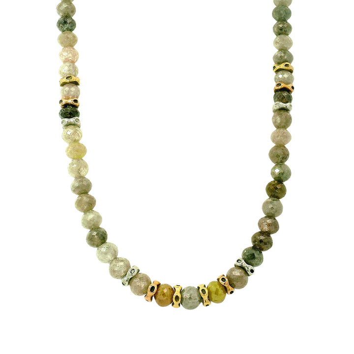 Diamond Bead & Multi-Color Metal Necklace - "Flora"