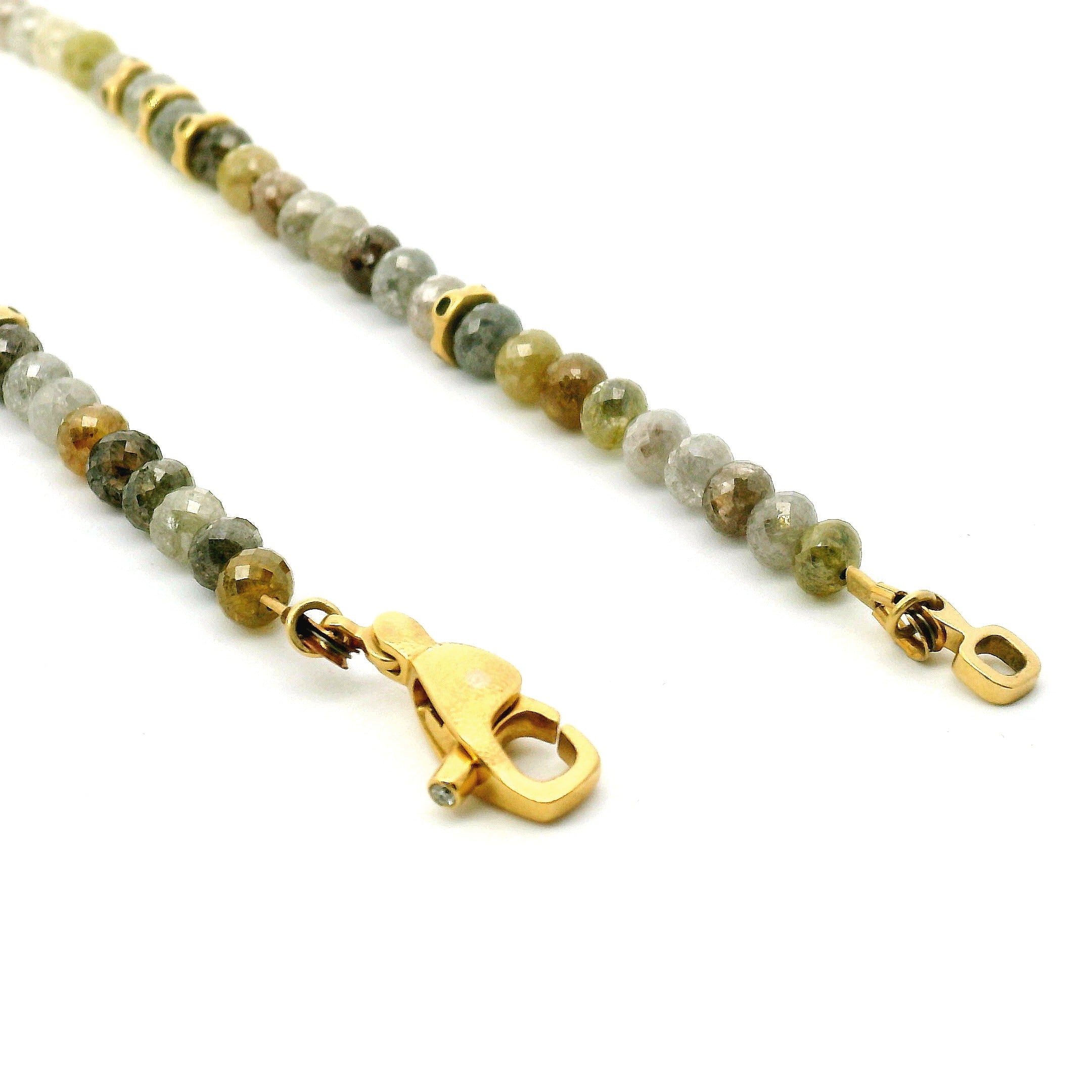 Diamond Bead & Multi-Color Metal Necklace - 