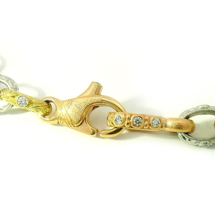 Diamond, Gold, & Platinum Three-Tone Bracelet - "Victorian"