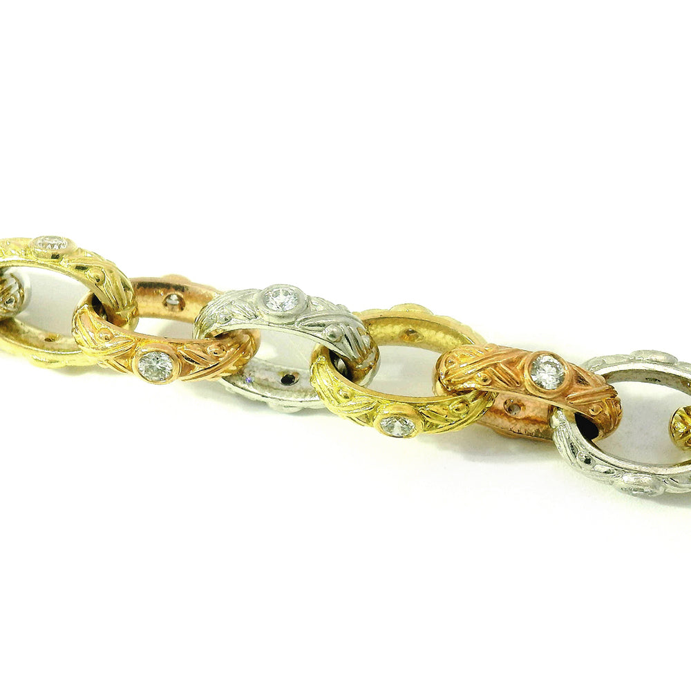 Diamond, Gold, & Platinum Three-Tone Bracelet - "Victorian"