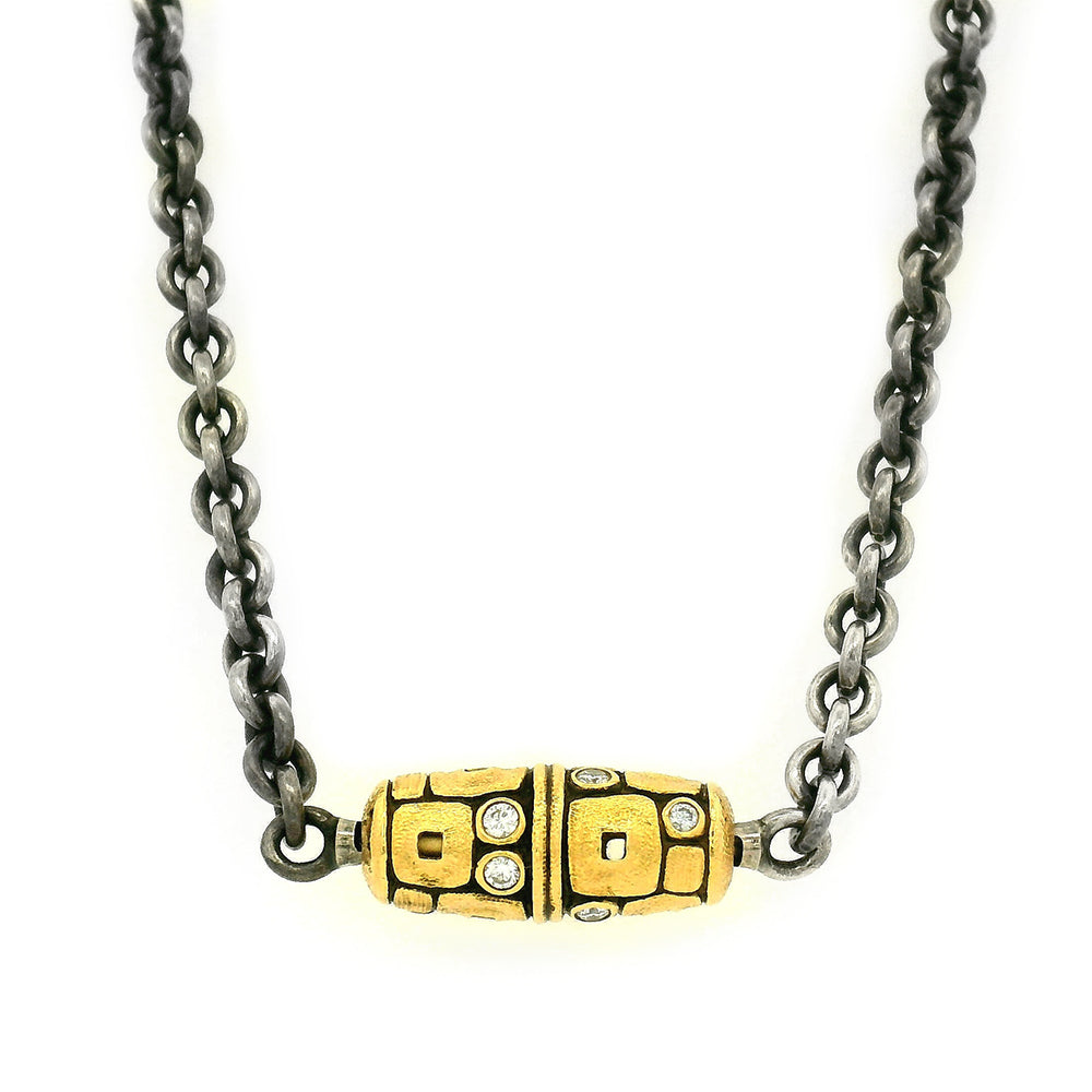 Diamond Vario Sterling Silver & Yellow Gold Necklace - "Little Windows"