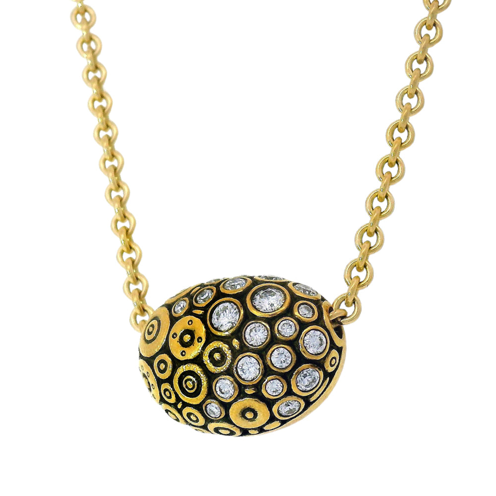 Diamond & Yellow Gold Pendant Necklace - "The Bean"