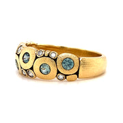 Green Montana Sapphire & Diamond Yellow Gold Domed Ring - "Candy"