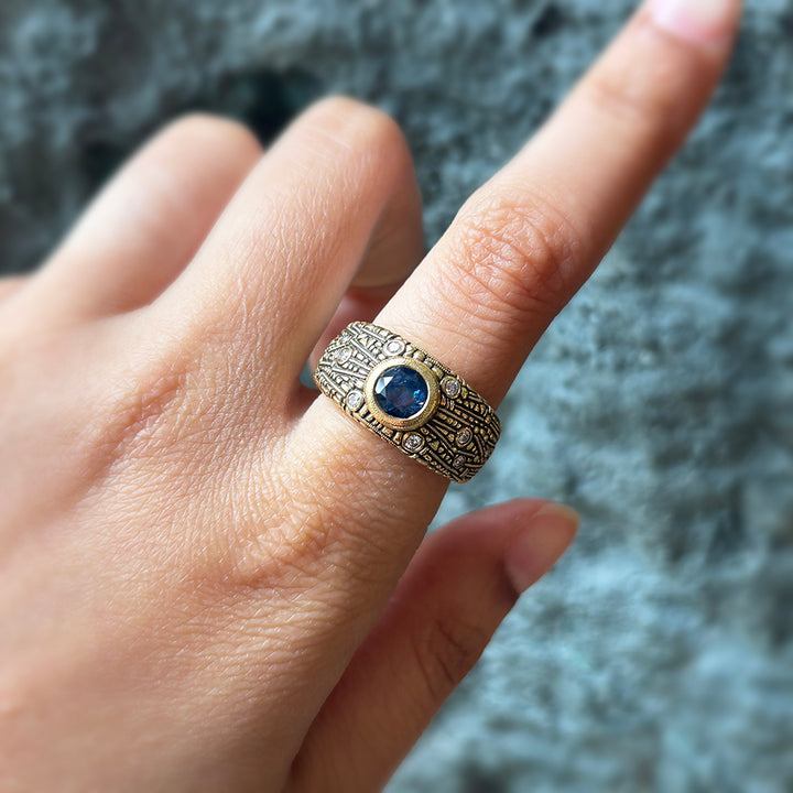 Montana Sapphire & Diamond Ring - "Starburst"