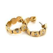 Diamond & Yellow Gold Hoop Earrings -"Dancing Squares"