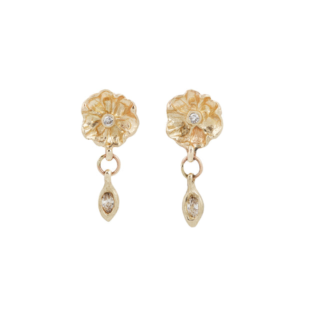Yellow Gold and Diamond Dangle Earrings - "Amelia"