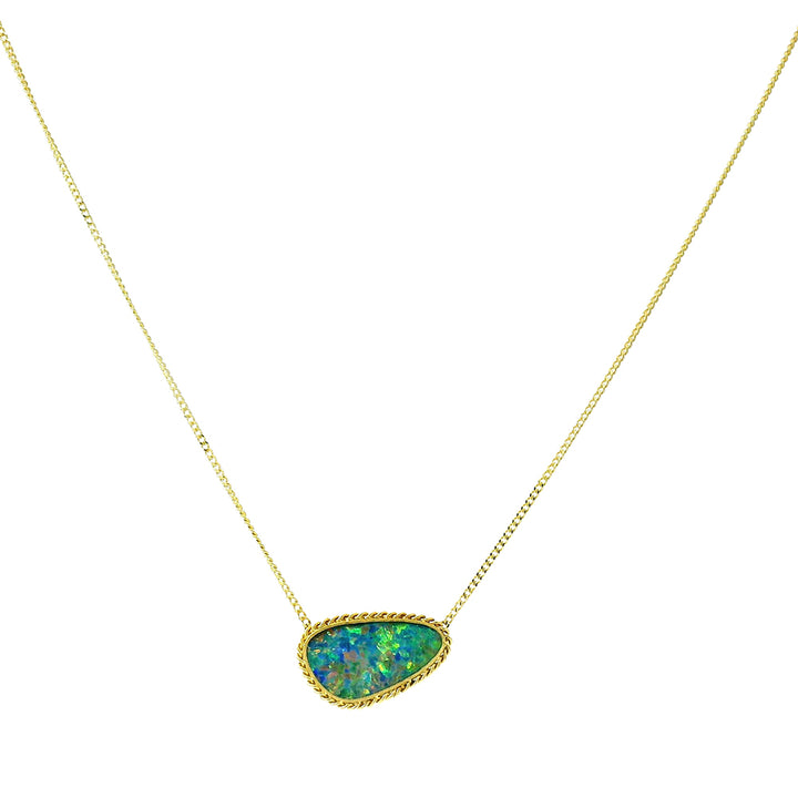 Australian Opal Doublet & Yellow Gold Necklace - "Nerina"