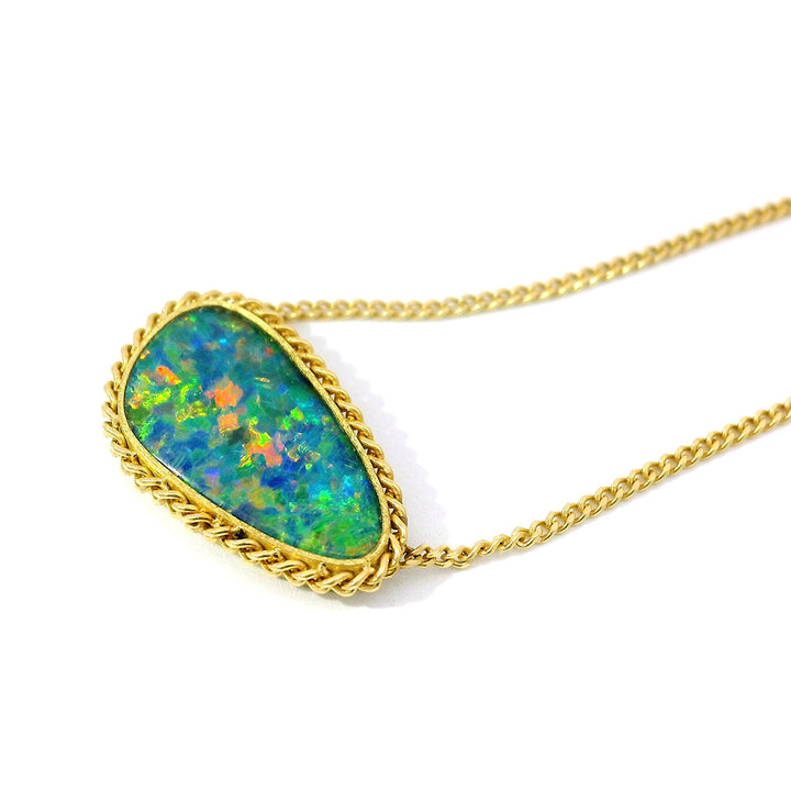 Australian Opal Doublet & Yellow Gold Necklace - "Nerina"