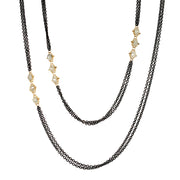 Silver Diamond Rondelle & Yellow Gold Station Necklace - "Flurry"