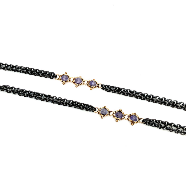 Tanzanite & Chain Triple Station Necklace - "Zanora"