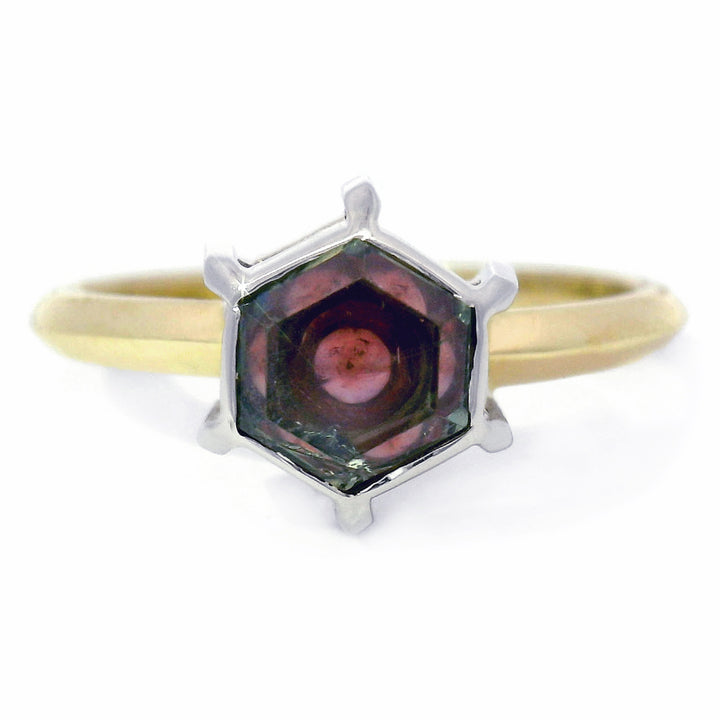 Hexagonal & Cabochon Montana Sapphire Ring - "Heart of Montana"