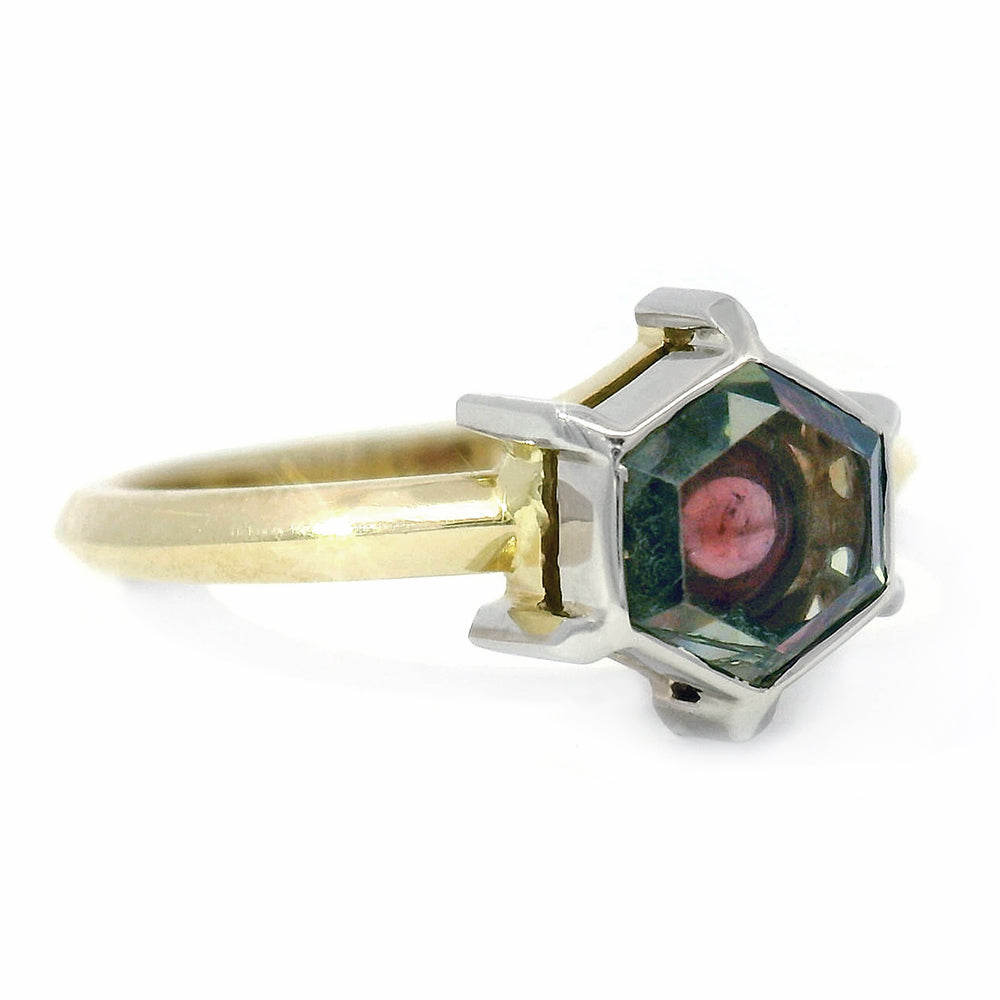 Hexagonal & Cabochon Montana Sapphire Ring - "Heart of Montana"