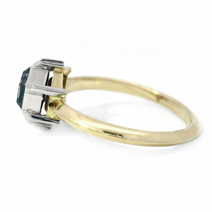 Hexagonal & Cabochon Montana Sapphire Ring - "Heart of Montana"