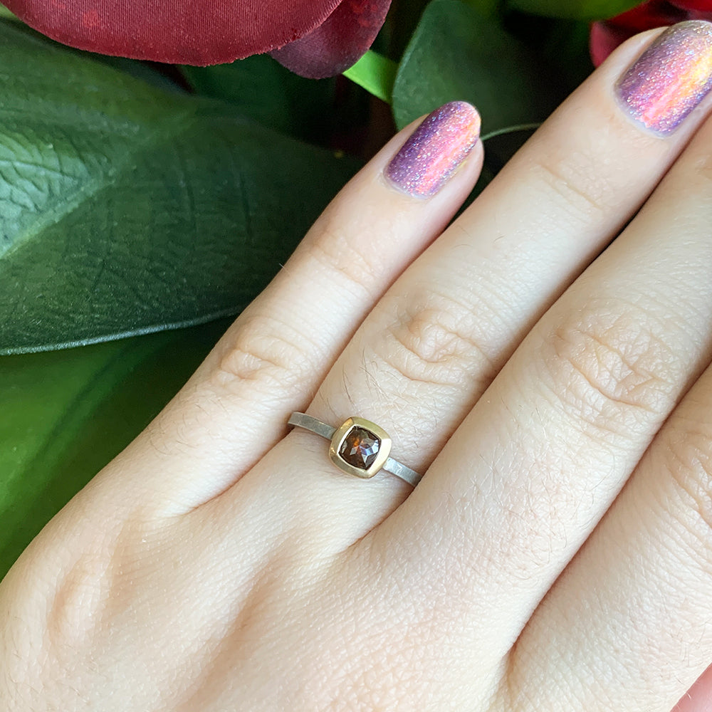 Cognac Diamond Rustic Ring - "Bronwyn"