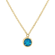 Gold Vermeil and Blue Topaz Necklace - "Ocean in Gold"