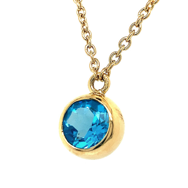 Gold Vermeil and Blue Topaz Necklace - "Ocean in Gold"