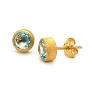 Gold Vermeil Bezel-Set Blue Topaz Stud Earrings