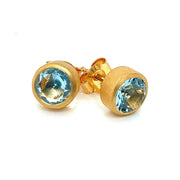 Gold Vermeil Bezel-Set Blue Topaz Stud Earrings