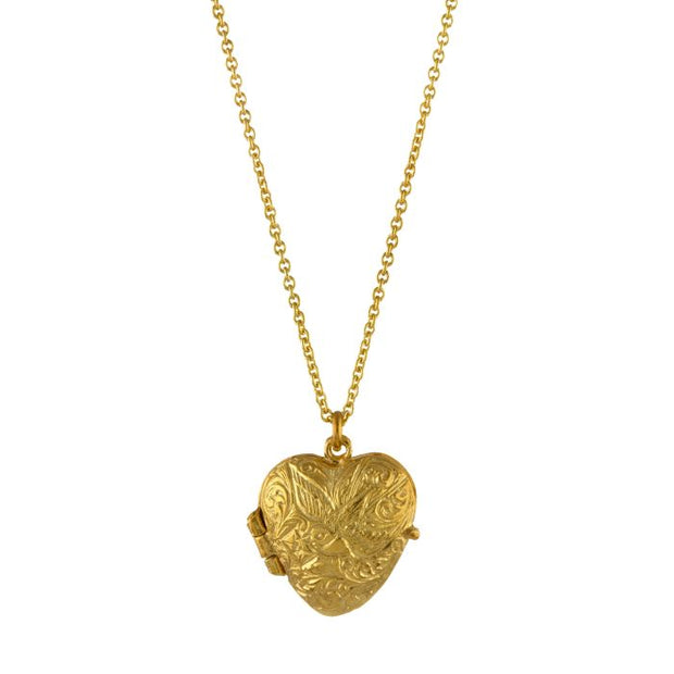 Gold Vermeil Heart Locket Necklace - "Victoriana Keepsake"