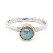 Yellow Gold and Sterling Silver Montana Sapphire Ring - "Once in a Blue Moon"