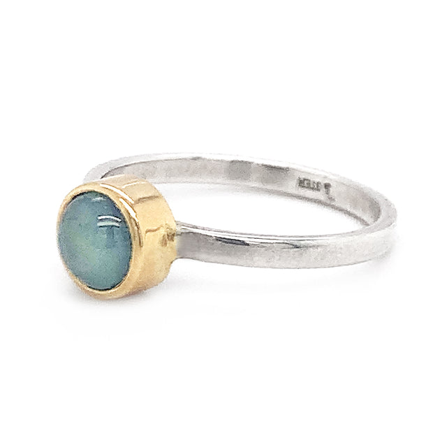 Yellow Gold and Sterling Silver Montana Sapphire Ring - "Once in a Blue Moon"