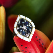 Sapphire & Diamond Enamel Ring - "Rock Candy Parade"