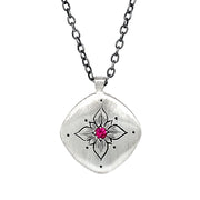 Sterling Silver & Ruby Necklace - "Glinting Lotus"