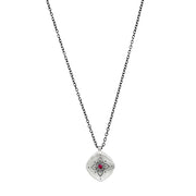 Sterling Silver and Ruby Necklace - "Glinting Lotus"