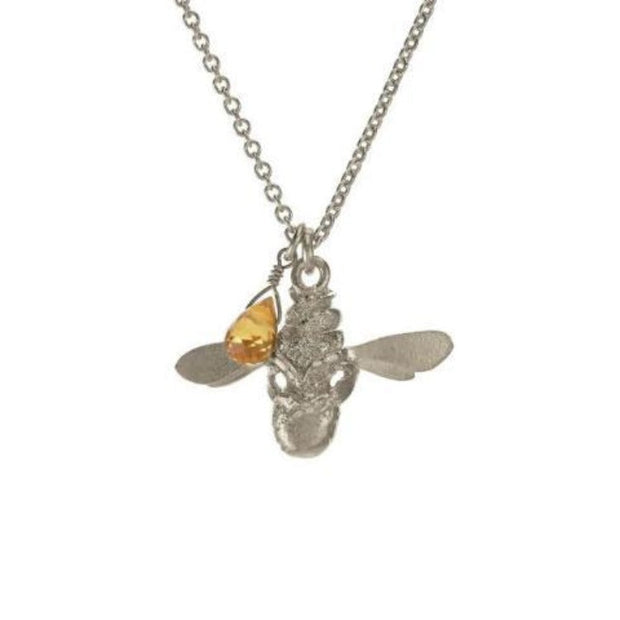 Silver bee and citrine pendant necklace by Alex Monroe