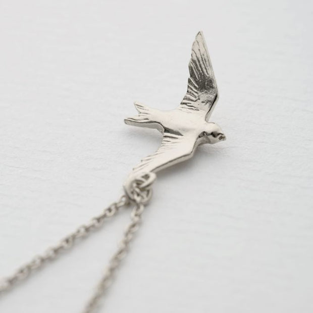 Sterling Silver Necklace - "Flying Swallow"