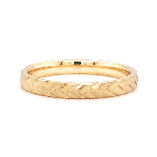 Endless Designs 14K Yellow Gold Weave/Braid Design Wedding Ring Front 