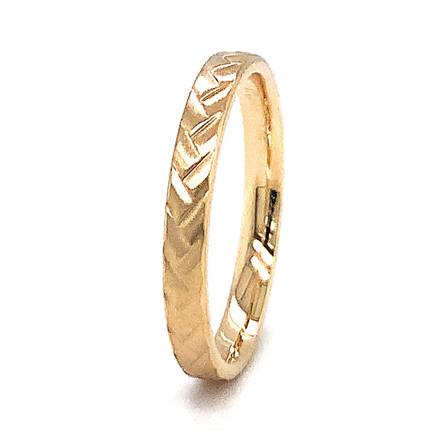 Endless Designs 14K Yellow Gold Weave/Braid Design Wedding Ring Side