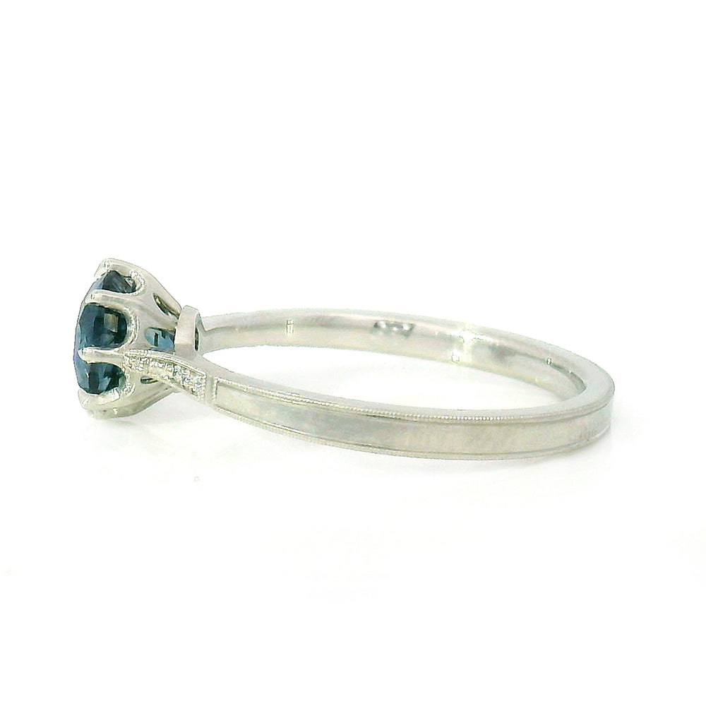 Blue Montana Sapphire & Diamond Engagement Ring - "Victoria Solitaire"